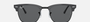 Ray-Ban Clubmaster Classic RB3016 1367B1 square sunglasses for unisex in full rim plastic, with grey on black frame, and dark grey lenses. 51mm in lens size, 21mm in bridge size, and 140mm in temple length.