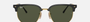 Ray-Ban New Clubmaster RB4416 601/31 irregular sunglasses for unisex in full rim metal, with black on gold frame, and green lenses. 51mm in lens size, 20mm in bridge size, and 145mm in temple length.