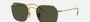 Ray-Ban Jim RB3694 001/31 hexagonal sunglasses for unisex in full rim metal, with gold frame, and green lenses. 55mm in lens size, 20mm in bridge size, and 145mm in temple length.