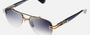 Dita Grand-Evo Two DTS 139A 01 unisex's semi-rimless aviator sunglasses in a gold black titanium frame with grey lenses. Features a 56 mm lens size, 18 mm bridge size, and 145 mm temple length. Available in Dubai, UAE.