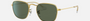 Ray-Ban Junior Frank Kids RJ9557S 286/71 square sunglasses for kids in full rim metal, with polished gold frame, and dark green lenses. 46mm in lens size, 19mm in bridge size, and 130mm in temple length.