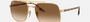 Ray-Ban RB3699 001/51 square sunglasses for unisex in full rim metal, with gold frame, and brown lenses. 56mm in lens size, 18mm in bridge size, and 145mm in temple length.