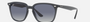 Ray-Ban RB4362 62304L square sunglasses for unisex in full rim plastic, with grey frame, and blue gradient lenses. 55mm in lens size, 18mm in bridge size, and 145mm in temple length.