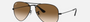 Ray-Ban Aviator Gradient RB3025 002/51 aviator sunglasses for unisex in full rim metal, with black frame, and brown lenses. 58mm in lens size, 14mm in bridge size, and 135mm in temple length.