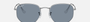 Ray-Ban Hexagonal Flat Lenses RB3548N 003/02 hexagonal sunglasses for unisex in full rim metal, with silver frame, and blue lenses. 54mm in lens size, 21mm in bridge size, and 145mm in temple length.