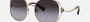 Bvlgari BV6181B 20148G round sunglasses for women in semi-rimless metal, with pink gold frame, and grey gradient lenses. 57mm in lens size, 20mm in bridge size, and 140mm in temple length.