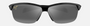 Maui Jim Hot Sands 02 rectangular sunglasses for men in semi-rimless plastic, with gloss black frame, and neutral grey lenses. 71mm in lens size, 16mm in bridge size, and 116mm in temple length.