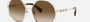 Bvlgari BV6144KB 204113 oversized sunglasses for women in semi-rimless metal, with pale gold plated frame, and gradient brown lenses. 55mm in lens size, 17mm in bridge size, and 140mm in temple length.