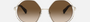 Bvlgari BV6144KB 204113 oversized sunglasses for women in semi-rimless metal, with pale gold plated frame, and gradient brown lenses. 55mm in lens size, 17mm in bridge size, and 140mm in temple length.
