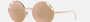 Bvlgari BV6159 20144Z round sunglasses for women in full rim metal, with gold frame, and rose gold lenses. 54mm in lens size, 20mm in bridge size, and 140mm in temple length.