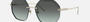 Bvlgari BV6187K 278/2A irregular sunglasses for women in rimless metal, with pale gold plated frame, and green gradient lenses. 59mm in lens size, 16mm in bridge size, and 140mm in temple length.