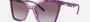 Bvlgari BV8253 55088H butterfly sunglasses for women in full rim plastic, with amethyst opal gradient striped frame, and violet gradient lenses. 56mm in lens size, 17mm in bridge size, and 145mm in temple length.