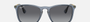 Ray-Ban Chris RB4187 6592T3 square sunglasses for men in full rim plastic, with transparent blue frame, and grey lenses. 54mm in lens size, 18mm in bridge size, and 145mm in temple length.