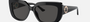 Bvlgari BV8261 501/87 rectangular sunglasses for women in full rim plastic, with black frame, and dark grey lenses. 55mm in lens size, 17mm in bridge size, and 140mm in temple length.
