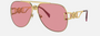 Versace VE2255 1002A4 pilot sunglasses for unisex in full rim metal, with gold frame, and pink mirror internal silver lenses. 63mm in lens size, 13mm in bridge size, and 145mm in temple length.
