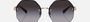 Bvlgari BV6122B 20148G irregular sunglasses for women in full rim metal, with pink gold frame, and grey gradient lenses. 58mm in lens size, 16mm in bridge size, and 140mm in temple length.