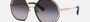 Bvlgari BV6144KB 20568G oversized sunglasses for women in semi-rimless metal, with black/pink gold plated frame, and grey gradient lenses. 55mm in lens size, 17mm in bridge size, and 140mm in temple length.