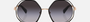 Bvlgari BV6144KB 20568G oversized sunglasses for women in semi-rimless metal, with black/pink gold plated frame, and grey gradient lenses. 55mm in lens size, 17mm in bridge size, and 140mm in temple length.