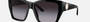 Bvlgari BV8260 501/8G square sunglasses for women in full rim plastic, with black frame, and grey gradient lenses. 57mm in lens size, 17mm in bridge size, and 140mm in temple length.