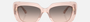 Bvlgari BV8261 55273B rectangular sunglasses for women in full rim plastic, with transparent pink frame, and pink gradient grey lenses. 55mm in lens size, 17mm in bridge size, and 140mm in temple length.