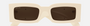 Gucci GG1425S 004 rectangular sunglasses for women in full rim plastic, with ivory white frame, and brown lenses. 53mm in lens size, 21mm in bridge size, and 145mm in temple length.