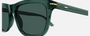 Gucci GG1444S 004 square sunglasses for men in full rim plastic, with transparent green frame, and green lenses. 55mm in lens size, 20mm in bridge size, and 145mm in temple length.