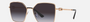 Bvlgari BV6175 20148G irregular sunglasses for women in full rim metal, with pink gold frame, and grey gradient lenses. 56mm in lens size, 16mm in bridge size, and 140mm in temple length.
