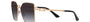 Bvlgari BV6175 20148G irregular sunglasses for women in full rim metal, with pink gold frame, and grey gradient lenses. 56mm in lens size, 16mm in bridge size, and 140mm in temple length.