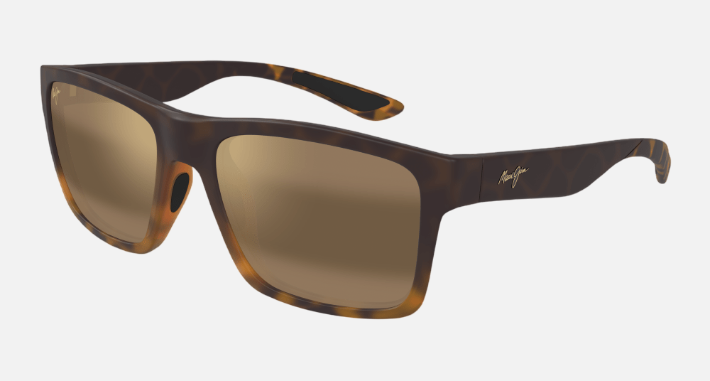 Maui Jim The Flats 10 square sunglasses for unisex in full rim plastic, with black with tortoise frame, and hcl bronze lenses. 57mm in lens size, 19mm in bridge size, and 136mm in temple length.