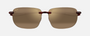 Maui Jim Ho'okipa XLarge 10 rectangular sunglasses for unisex in rimless plastic, with tortoise frame, and hcl bronze lenses. 67mm in lens size, 15mm in bridge size, and 138mm in temple length.