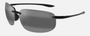 Maui Jim Ho'okipa XLarge 02 rectangular sunglasses for unisex in rimless plastic, with gloss black frame, and neutral grey lenses. 67mm in lens size, 15mm in bridge size, and 138mm in temple length.