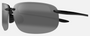 Maui Jim Ho'okipa XLarge 02 rectangular sunglasses for unisex in rimless plastic, with gloss black frame, and neutral grey lenses. 67mm in lens size, 15mm in bridge size, and 138mm in temple length.