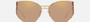 Bvlgari BV6170 20145A butterfly sunglasses for women in semi-rimless metal, with pink gold frame, and light brown mirrored flash gold lenses. 55mm in lens size, 17mm in bridge size, and 140mm in temple length.