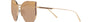 Bvlgari BV6170 20145A butterfly sunglasses for women in semi-rimless metal, with pink gold frame, and light brown mirrored flash gold lenses. 55mm in lens size, 17mm in bridge size, and 140mm in temple length.