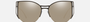 Bvlgari BV6170 20660V butterfly sunglasses for women in semi-rimless metal, with black frame, and white gold lenses. 55mm in lens size, 17mm in bridge size, and 140mm in temple length.