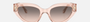 Bvlgari BV8256 54703B cat-eye sunglasses for women in full rim plastic, with transparent pink frame, and pink gradient grey lenses. 53mm in lens size, 21mm in bridge size, and 140mm in temple length.