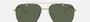 Emporio Armani EA 2150 301371 rectangular sunglasses for men in semi-rimless metal, with shiny pale gold frame, and dark green lenses. 57mm in lens size, 17mm in bridge size, and 145mm in temple length.