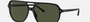 Ray-Ban Bill One RB2205 901/31 square sunglasses for unisex in full rim plastic, with black frame, and green lenses. 57mm in lens size, 16mm in bridge size, and 145mm in temple length.