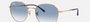 Ray-Ban RB3809 92623F round sunglasses for unisex in full rim metal, with rose gold frame, and light blue lenses. 53mm in lens size, 20mm in bridge size, and 145mm in temple length.