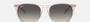 Ray-Ban Erika Classic RB4171 674211 round sunglasses for women in full rim plastic, with transparent pink frame, and grey lenses. 54mm in lens size, 18mm in bridge size, and 145mm in temple length.