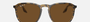 Ray-Ban RB2203 139357 square sunglasses for unisex in full rim plastic, with havana frame, and brown lenses. 55mm in lens size, 20mm in bridge size, and 145mm in temple length.