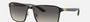 Ray-Ban RB3721 187/11 square sunglasses for unisex in full rim metal, with black on gold frame, and grey lenses. 59mm in lens size, 17mm in bridge size, and 145mm in temple length.