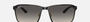 Ray-Ban RB3721 187/11 square sunglasses for unisex in full rim metal, with black on gold frame, and grey lenses. 59mm in lens size, 17mm in bridge size, and 145mm in temple length.