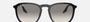Ray-Ban RB2203 901/32 square sunglasses for unisex in full rim plastic, with black frame, and light grey lenses. 55mm in lens size, 20mm in bridge size, and 145mm in temple length.