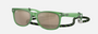Ray-Ban Junior New Wayfarer Kids RJ9052S 71465A square sunglasses for kids in full rim injected, with polished opal green frame, and dark gold lenses. 47mm in lens size, 15mm in bridge size, and 125mm in temple length.