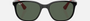 Ray-Ban Junior RJ9078S 713171 square sunglasses for kids in full rim injected, with polished black on red frame, and dark green lenses. 48mm in lens size, 16mm in bridge size, and 135mm in temple length.