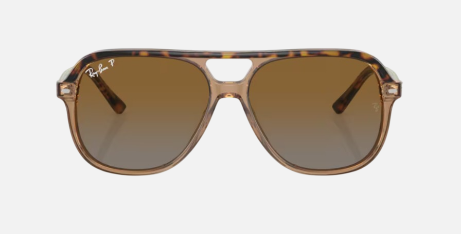 Ray-Ban Junior Bill RJ9096S 7152T5 square sunglasses for kids in full rim acetate, with polished havana frame, and brown polarized lenses. 49mm in lens size, 13mm in bridge size, and 130mm in temple length.