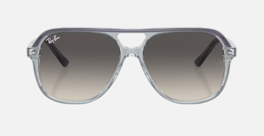 Ray-Ban Junior Bill RJ9096S 715311 square sunglasses for kids in full rim acetate, with polished dark grey frame, and grey lenses. 49mm in lens size, 13mm in bridge size, and 130mm in temple length.