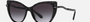 Bvlgari BV8236B 54128G cat-eye sunglasses for women in full rim plastic, with bvlgari black mamba frame, and grey gradient lenses. 55mm in lens size, 17mm in bridge size, and 140mm in temple length.