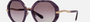 Bvlgari BV8242B 55178H irregular sunglasses for women in full rim plastic, with marbled amethyst frame, and violet gradient lenses. 55mm in lens size, 21mm in bridge size, and 140mm in temple length.